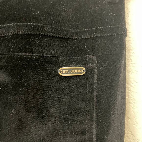 St. John Sport Marie Gray Pants Womens Size 2 Black High Rise Velvet Straight - Picture 8 of 14